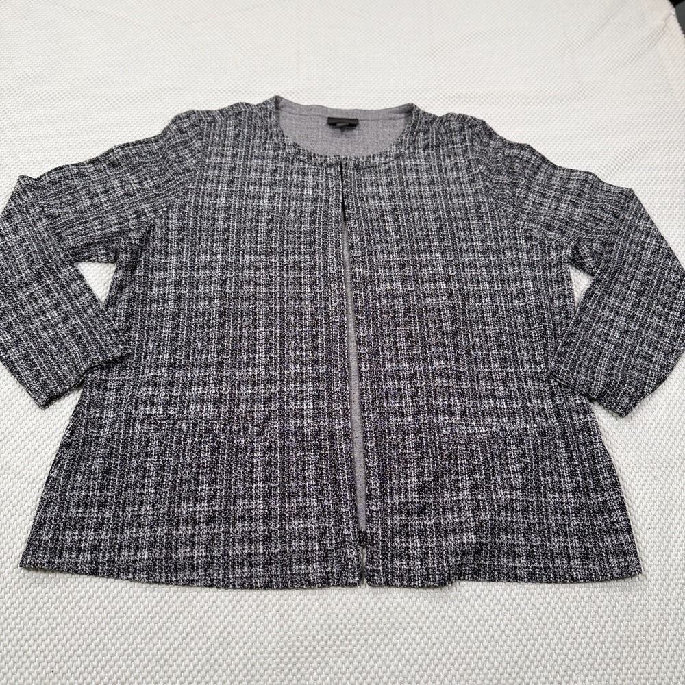 J. Jill Wearever Collection Women's Petite L Black White Tweed Knit Jacket
